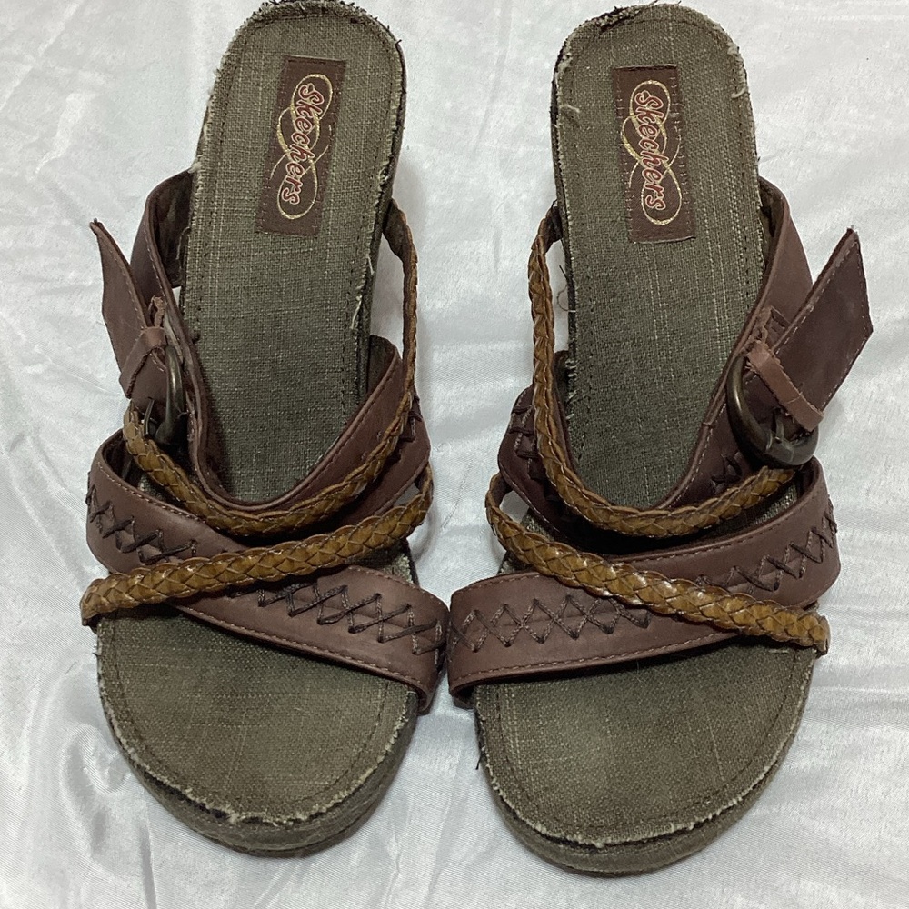 Skechers Brown and Tan Braided Sandals